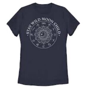 🌺 Stay Wild Moon Child Women’s Navy and White T-Shirt Sz M